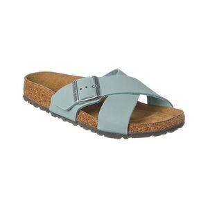 Birkenstock Women's Cross Strap Slide Sandals in Light Blue  *Soft Footbed*